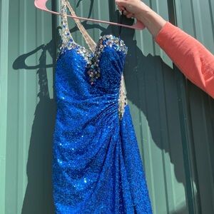 Blue prom dress with sequins